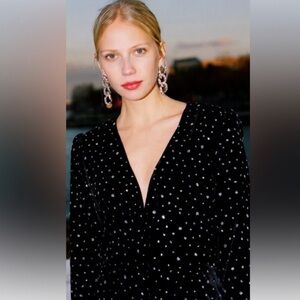 The Kooples Ice Cube glitter speckled velvet mini dress